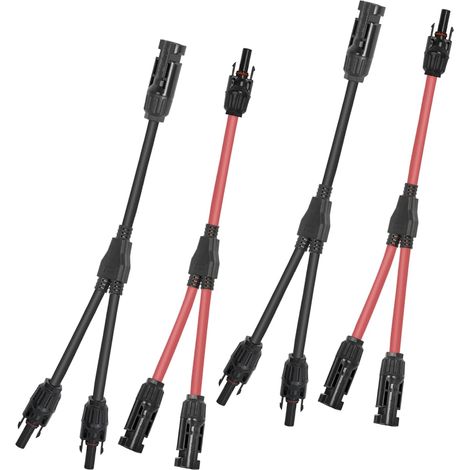 2 Paires de connecteurs solaires 2-en-1 en Y, câble PV Universel 6 mm² (Rouge et Noir) (1/5)