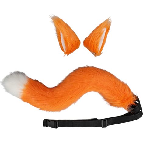 Queue et oreilles à clipser en fausse fourrure de chat, renard et loup, accessoires de déguisement pour Halloween (1/5)