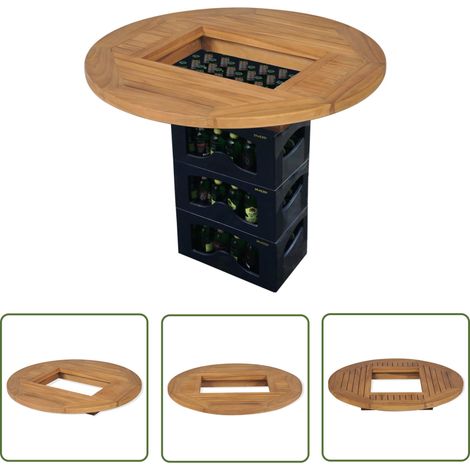 INLIFE Dessus de table de bière Teck 70 cm (1/5)