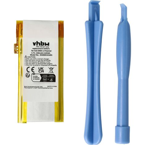 vhbw 1x Batterie compatible avec Apple iPod Nano 4G 16G, 4th 4GB, 4th 8GB, 4G A1285 lecteur de musique MP3 (230mAh, 3,7V, Li-polymère)