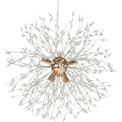 Lampe Pendante de Plafond avec Perles Décoratives en Cristal de Verre et Métal Doré Torola (1/5)