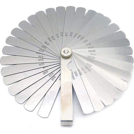 Jauges d'Épaisseur, 32 Lames Jauge d'Épaisseur en Acier, Jauge d'Épaisseur Métrique, Impérial, pour Mesurer La Largeur de Fente, Les Tailles d'Épaisseur (0,02-1,00 mm) (1/5)