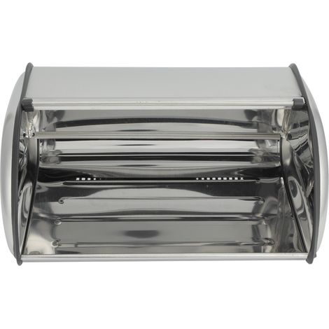 Boîte rangement cuisine pain gâteau style épuré acier inox brossé premium plastique 34.5x23x14.5cm couvercle anti-poussière base antidérapante 1 pc couleur photo (1/5)
