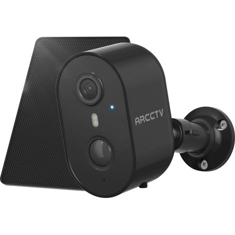 Kabellose Überwachungskamera mit wiederaufladbarer Batterie, WLAN 2,4 GHz und 5 GHz, Zwei-Wege-Audio, Farbnachtsicht, ARCCTV C2 Schwarz