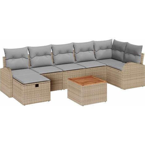 Maison Exclusive - Set Divano da Giardino con cuscino 8 pcs Beige Poly Rattan (1/5)