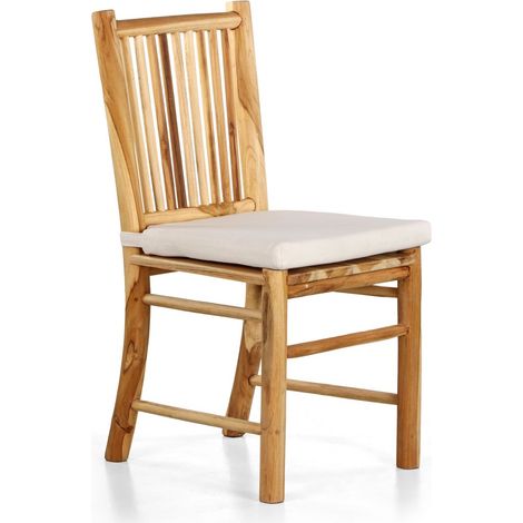 Sedia da esterno in teak riciclato con cuscino ecrù - Shein (1/5)
