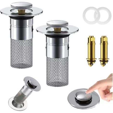 Crépine de siphon de sol en acier inoxydable, récupérateur de cheveux pour évier avec panier filtrant amovible en acier inoxydable, isole les odeurs Pop Up S (1/5)