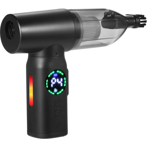 Mini-Staubgebläse, 4-in-1-Luftblasen/Saug/Aufblasen/Notlicht, 7500 mAh, 110.000 Geschwindigkeit, Modell mit bürstenlosem Motor, Schwarz