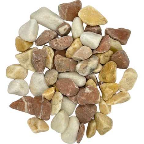 PACK +/- 1T (2 X 500Kg) Galet Brisa de Pierre Naturelle Rouge, Blanche et Jaune ø 12/18 mm - Livraison STANDARD (1/5)