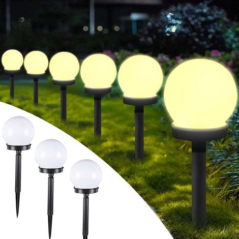 Juego de 3 luces solares para jardín, impermeables, para exteriores, para caminos y redondas, con forma de globo LED.