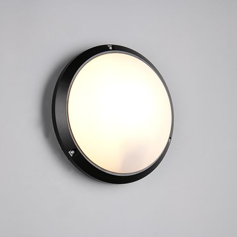 Applique plafonnier extérieur ronde noire Ø27 cm AMBATO RL E27 IP65 design moderne (1/3)