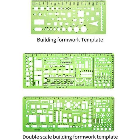 6 gabarits de dessin pour coffrage de bâtiment, conception géométrique, dessin de mobilier de bureau, gabarit de mesure (1/4)