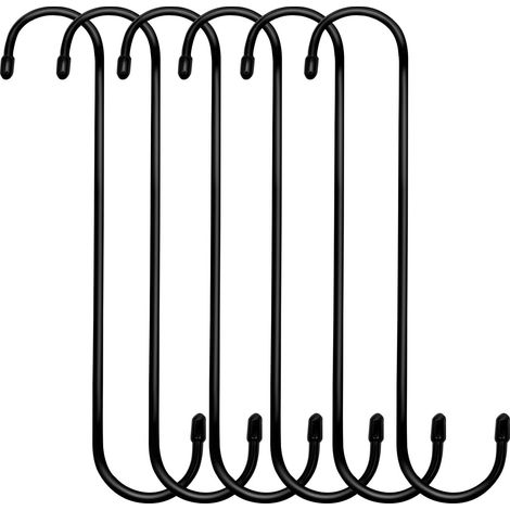 Juego de 6 ganchos en forma de S para colgar plantas, ideales para cestas de flores, jardines y terrazas (Negro, 25 cm) (1/5)