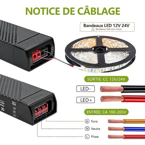 Bloc D'alimentation LED 230V à 12V/24V 400W Transformateur Découpage Alimentation Électrique DC12V 33.33A/DC24V 16.674A Transformateur Tension Constante (1/3)