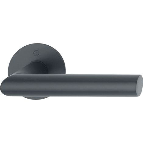 Poignée de porte Amsterdam sur rosace - Poignée de porte avec goupille rapide Plus - Ferrure de porte pour TS 35-45 mm - Acier inoxydable noir mat (1/4)