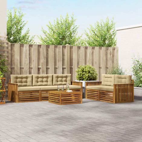 vidaXL Outdoor-Sofagarnitur mit Kissen 6 pcs Natur und Beige (1/5)