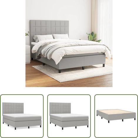 Matelas à ressorts ensachés - Sommier à lattes de lit avec matelas Gris clair 140x190cm Tissu (1/5)