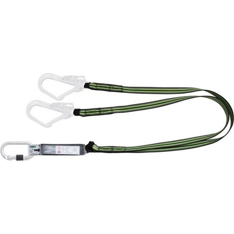 KRATOS SAFETY - Longe fourche en sangle 1,80 m avec absorbeur d'énergie et connecteurs FA5010117 et FA5020755