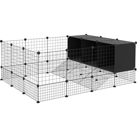 Clôture pour animaux de compagnie DIY, parc pour lapins avec nids, enclos pour lapins, cobayes, cochons d'Inde et hérissons, noir (1/5)