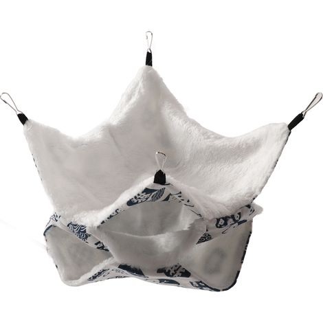 Hamac à 3 couches pour hamster, idéal pour l'hiver. Lit suspendu chaud pour cage, écureuils, cochons d'Inde et chats blancs. (1/5)