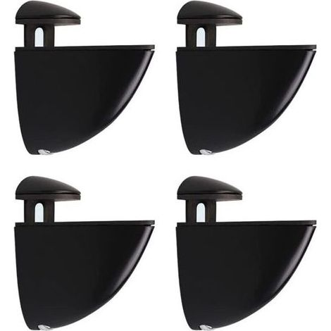 Support D'étagère en Verre Réglable,4 Pièces Support Etagere Verre, Pince Verre Réglables en Alliage de Zinc pour Étagère en Bois/Verre de 2 à 23 mm Épaisseur (Noir) (1/4)