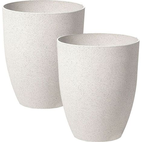 Set of 2 Plant Pots CROTON 43 cm Off-White
