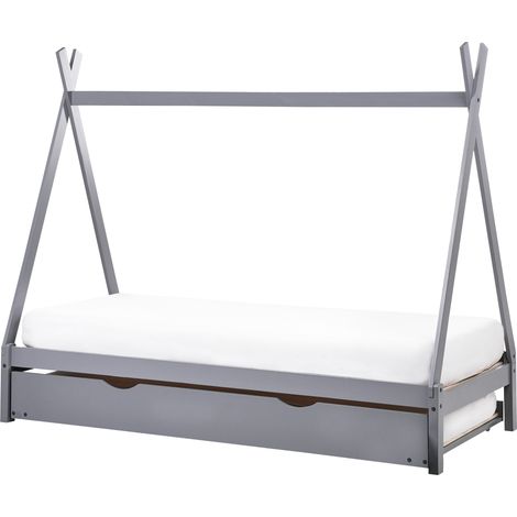 Cama nido infantil de madera de pino con somier de láminas y 90 x 200 cm gris Talmontiers (1/5)