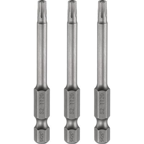 3Pcs Embout Tournevis Torx TT20 1/4" Hex Tige Long 2.56" (65mm) (1/5)