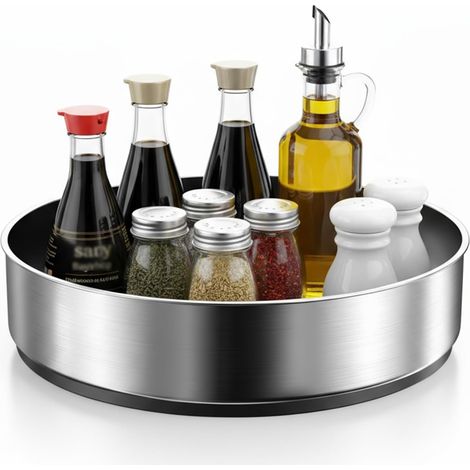 2er-Set drehbare Gewürzregale für die Küche, Gewürzhalter aus Edelstahl, 360° drehbares Küchentablett, Drehteller, Organizer (1/5)