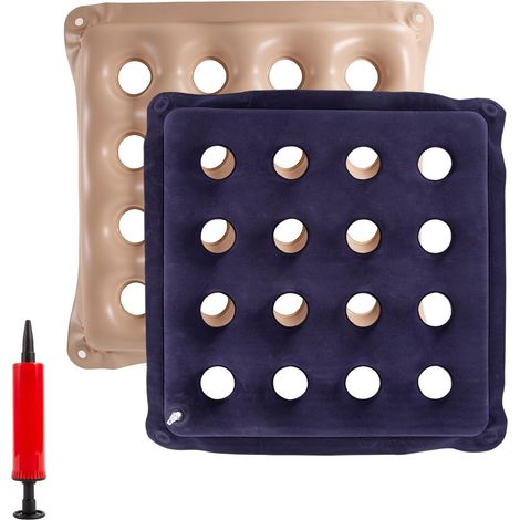 Ensemble de 2 coussins gonflables gaufrés avec pompe, coussin d'air beige de 45 cm (18 pouces) avec 16 trous de décompression, pour fauteuils roulants, chaises de bureau, sièges auto et voyages (viole (1/5)
