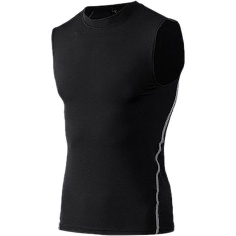 Débardeur Homme Fitness Musculation sans Manches Noir Taille L pour Running Football (1/5)