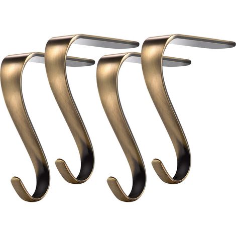 (4 Pèces, Couleur Bronze) Titulaire de Bas de Noël en Métal Cintres de Bas de Manteau Guirlande de Cheminée Poignées de Manteau Set (1/5)