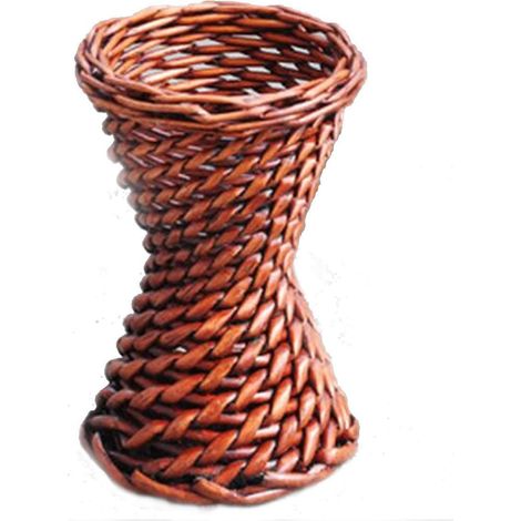 Panier en osier et rotin tressé à la main, vases et pots, décoration intérieure, composition florale, panier à fleurs marron, petit format. (1/5)
