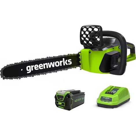 Greenworks-Tronçonneuse à moteur sans balais, 40V, 12 m/s, avec chaîne originale de 16 pouces et chaîne en carbone, avec batterie de 4Ah et chargeur (1/5)