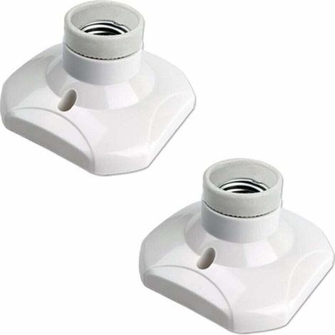 Lot de 2 Douille E27, Plastique et Céramique, 230V, 60W, pour Garage, Salon, Atelier (1/4)