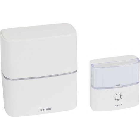 Kit de campana y timbre inalámbrico de alimentación sencilla con pilas, aluminio, serenidad - Legrand