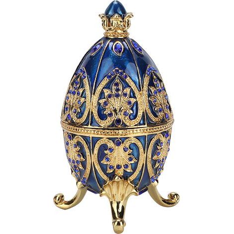 Glänzendes Osterei aus Metall im europäischen Stil, künstliche Diamantornamente für Schmuck und Wohndekoration (1/5)