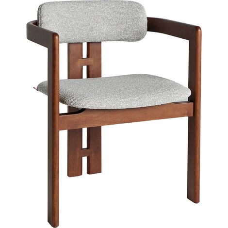 Lot de 2 chaises contemporaines en bois de frêne et tissu gris élégant - Bois marron et tissu gris clair (1/5)