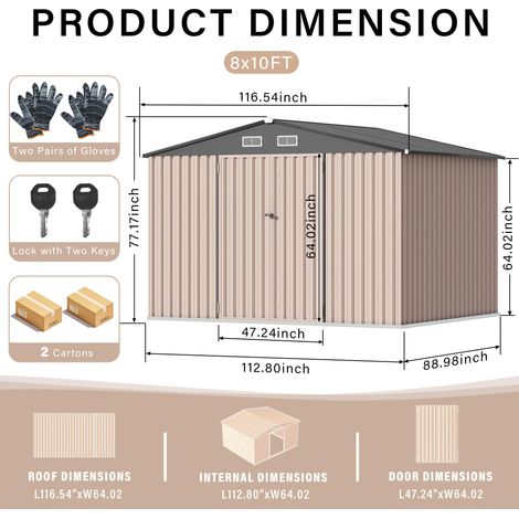 Abri de Jardin Métal 3m² Rangement Extérieur - Cabanon Jardin Sécurisé avec Serrure, Aération et Toit Incliné - Tonnelle (1/4)