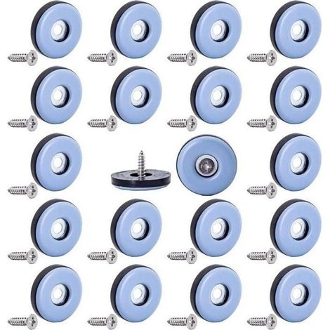 Set of 20 pads in teflon of 22 mm, protection of floor for furniture, with screw for moquettes and floor during (1/4)