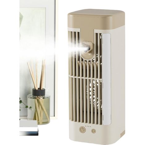 Ventilateur - Silencieux Orientable avec Lumière,Rafraîchisseur d'air personnel à brume d'eau - Pour camping, plage, bateau, dortoir, étude, sommeil, ados, étudiants (1/5)