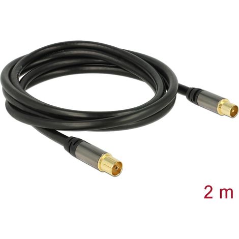 Delock antenna cable iec plug  iec jack 2 m black