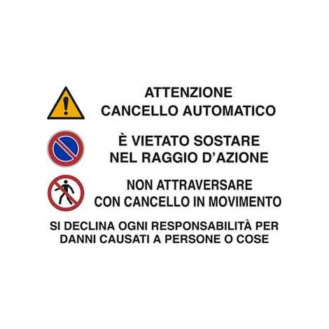 Cartello Attenzione Cancello Automatico 20 x 30 cm 10 Pezzi (1/2)