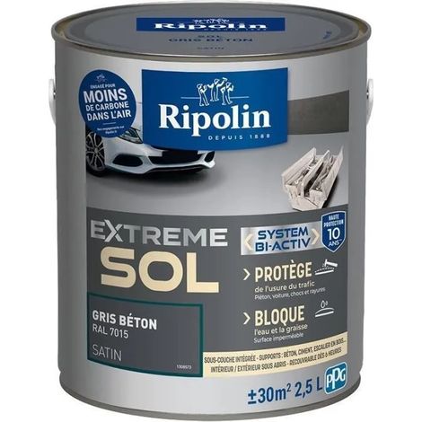 RIPOLIN PROTECTION EXTREME SOL GRAU BETON RAL 70 SATIN 2,5 L (1/3)