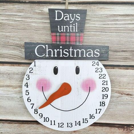Calendario de Adviento de Navidad de madera, 1 pieza. Adornos de Papá Noel y muñeco de nieve. Calendario de Navidad de madera con cuenta regresiva. Colgante para decoración del hogar. Adornos de mesa (1/4)