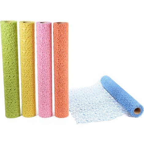 Rotoli di rete colorata decorativa, set da 5 pezzi, cm 50 x 4,5 m
