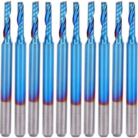 Jeu de fraises à spirale pour fraiseuses CNC, en acier carbure-tungstène, 3,175 x 17 mm