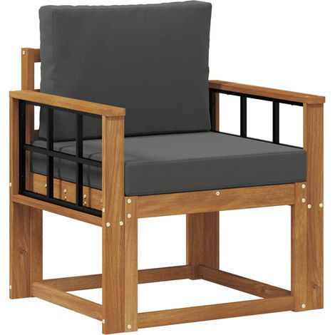 vidaXL Sofá de exterior Madera de Acacia Sólida y Poliéster Natural (1/2)