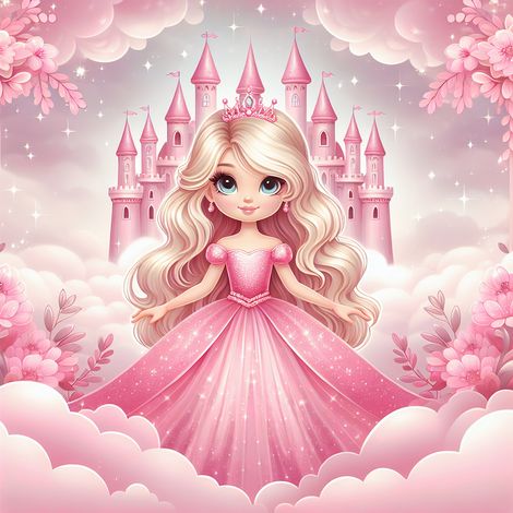 Papier peint panoramique Enfants - Princesse Château - 195 cm x 195 cm (1/2)