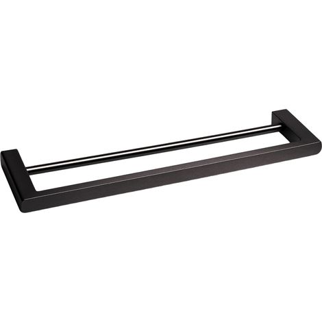 BALNEO - double barre porte-serviettes en acier inox noir - porte-serviettes 60 cm QARX inoxydable - barre de salle de bain (1/4)